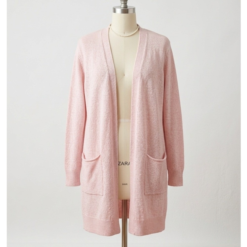 Grana Mongolian Cashmere Longline Cardigan Pink Open Pocket Sweater Quiet Luxury